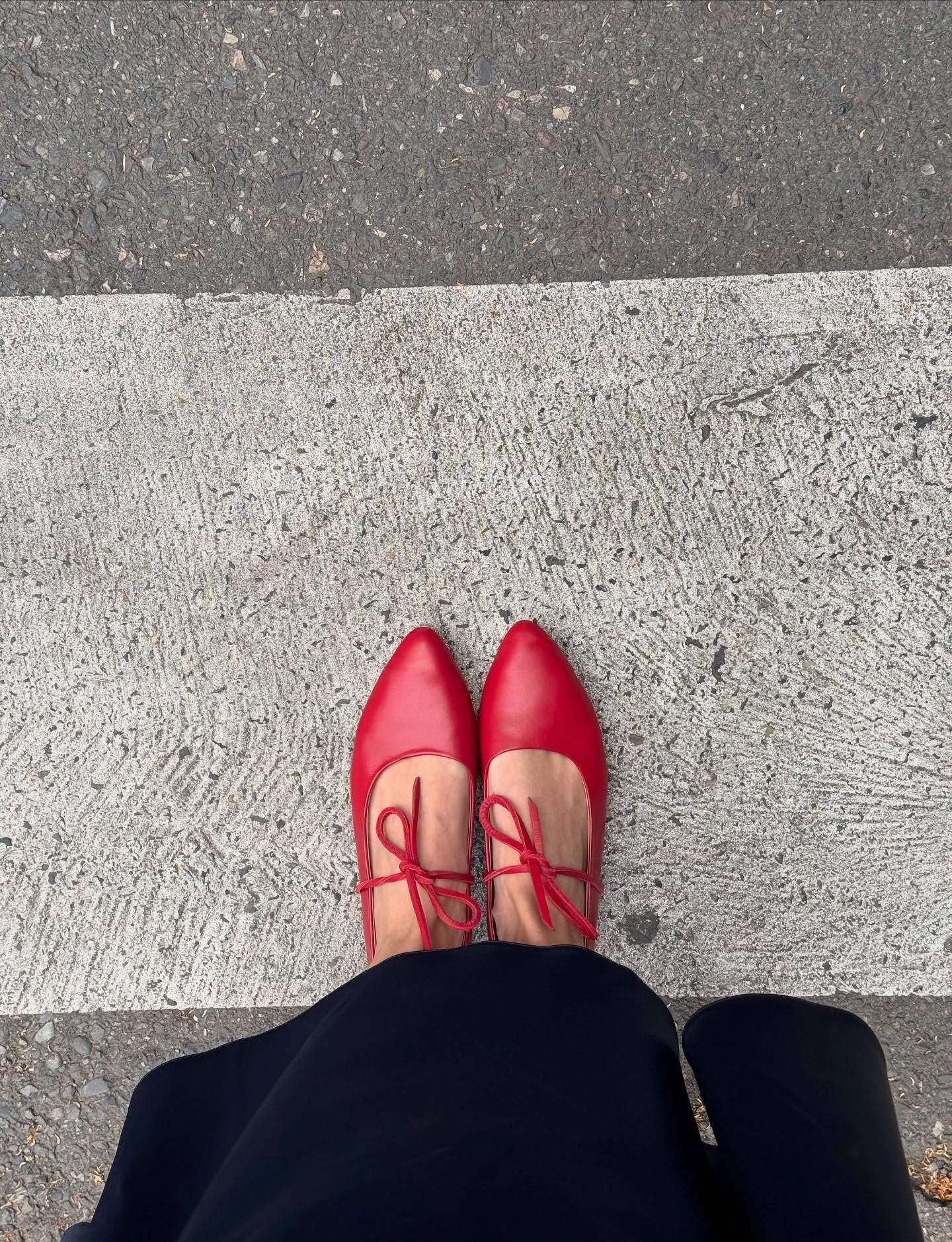 Red ballerina flats