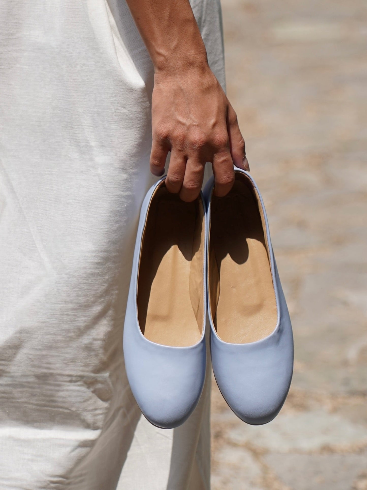 Oval flats in sky blue