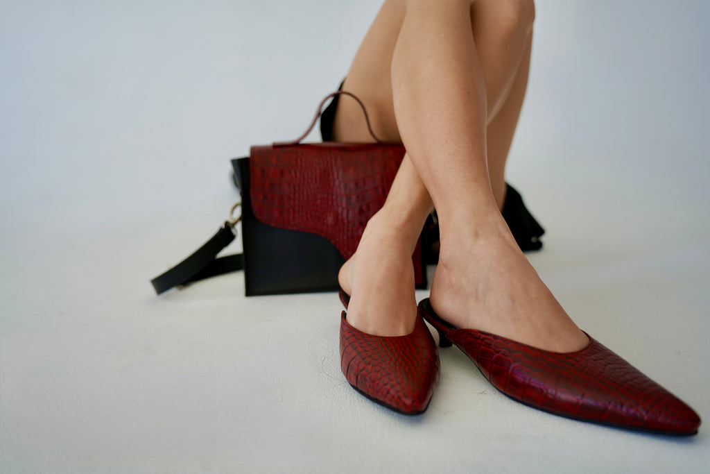 Crocodile heels in Natural leather