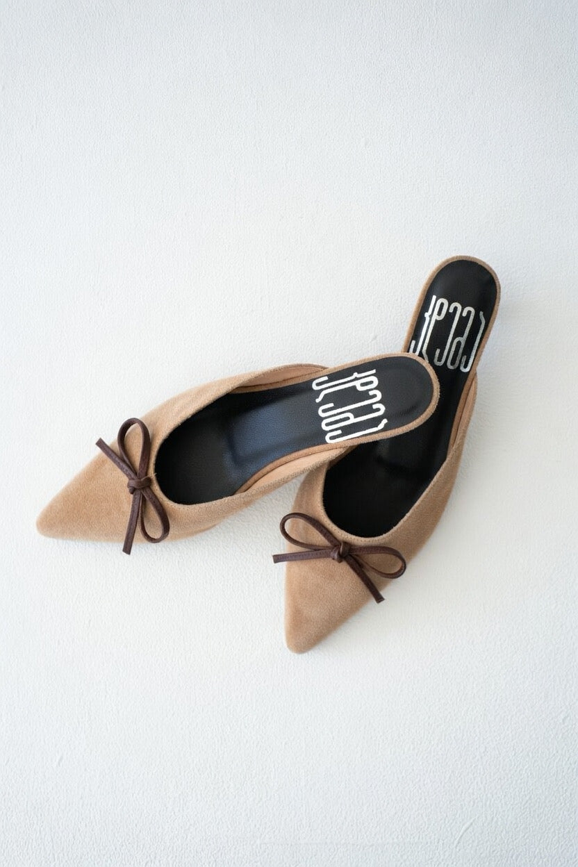 Suede Mules with Bow