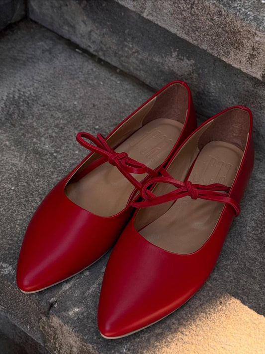 Red ballerina flats