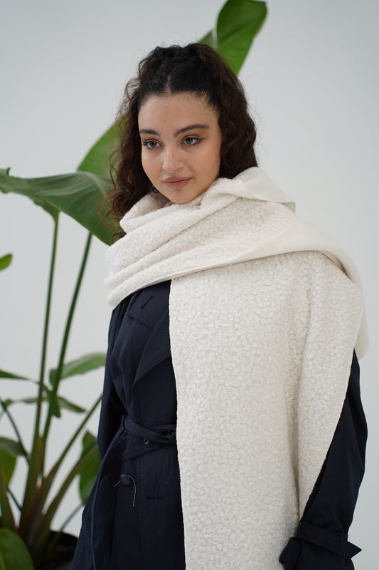 White Boucle Scarf