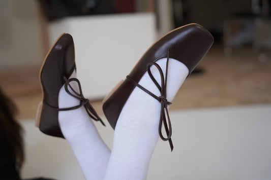 Brown square ballerinas