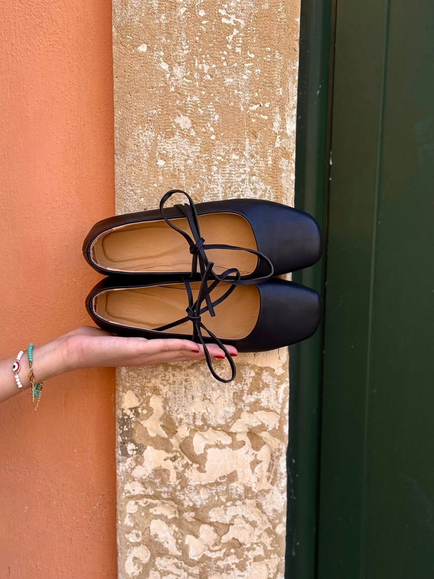 Black square ballerina flats
