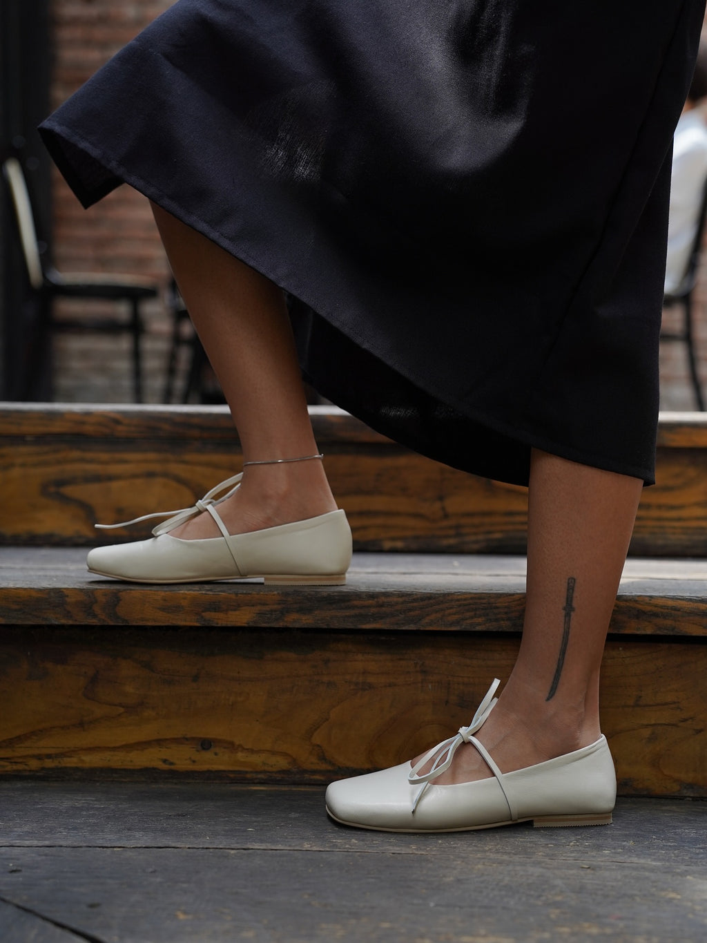 Beige Square Ballerina Flats