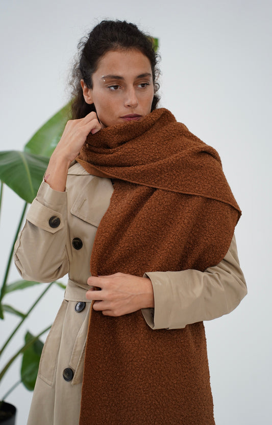 Brown boucle scarf