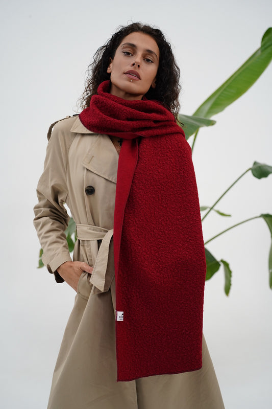 Burgundy boucle scarf