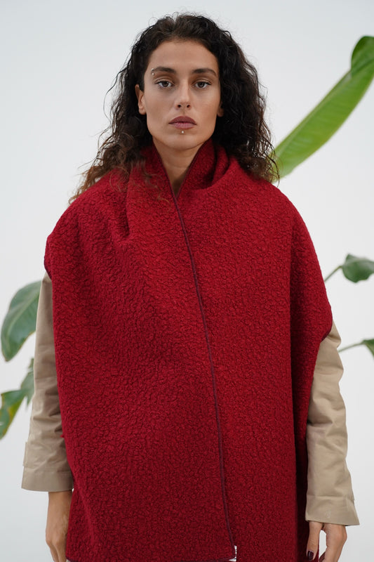 Burgundy Boucle Scarf