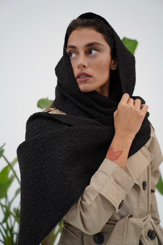 Black Boucle Scarf