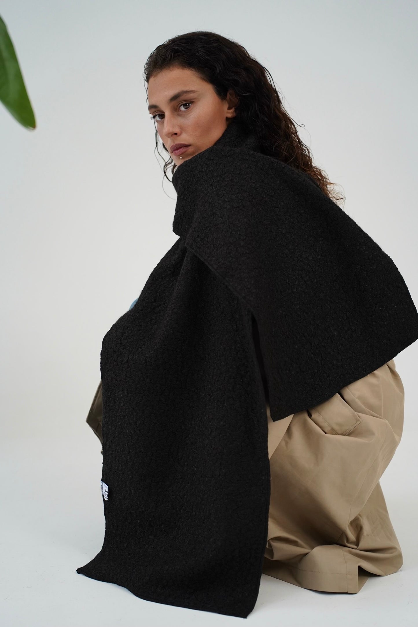 Black boucle scarf