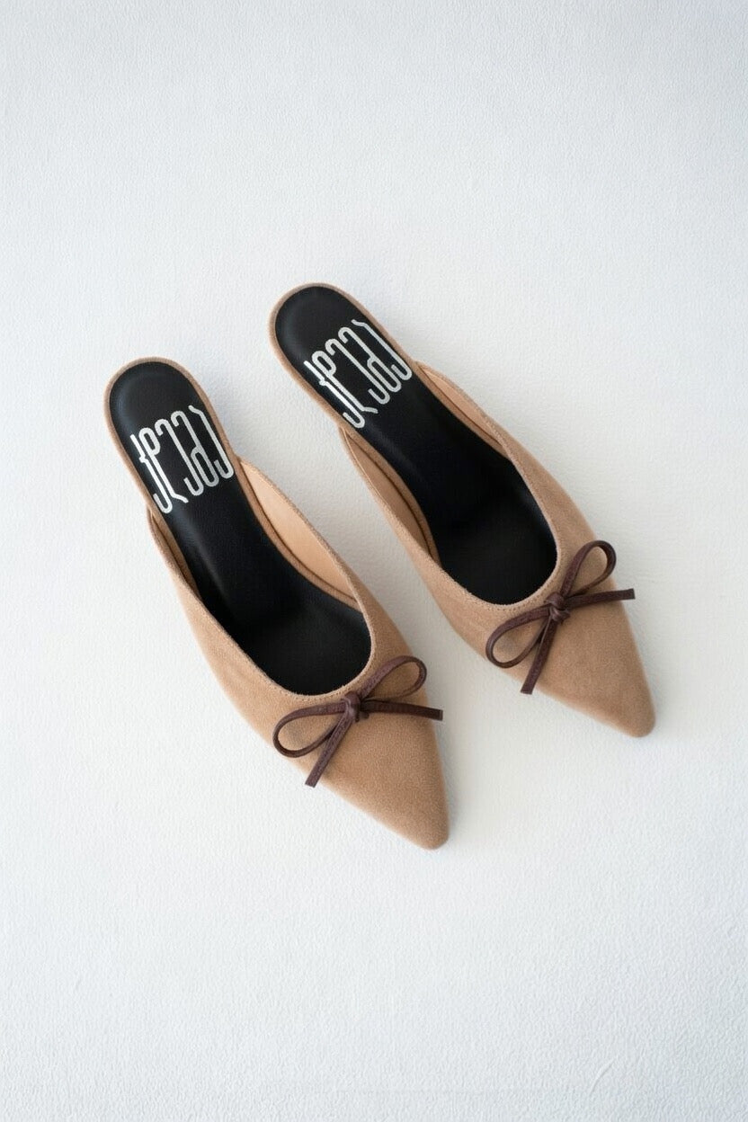 Suede Mules with Bow
