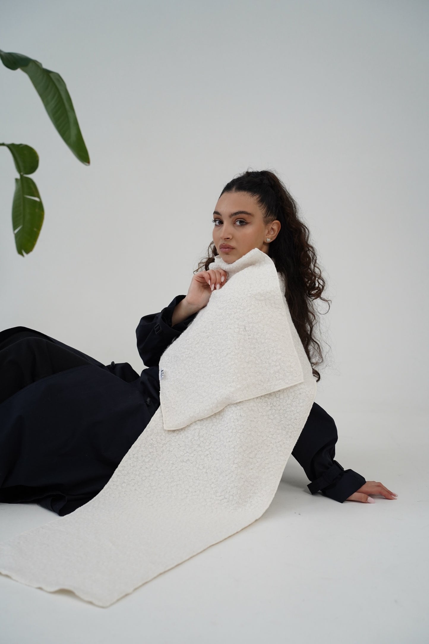White boucle scarf