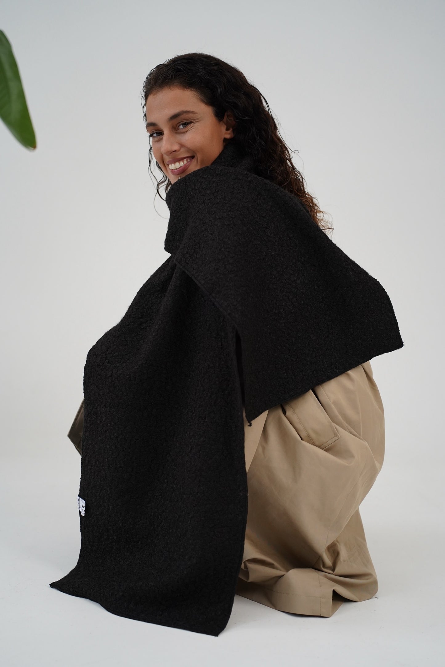 Black boucle scarf