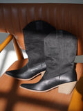 Natural Leather Cowboy Boots in Brown